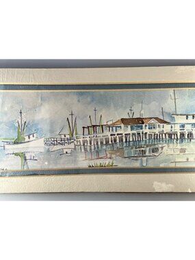 Pier Signed Lithograph Mary Trussell Griffith 9" x 3.5" Wall Art, Double Matted